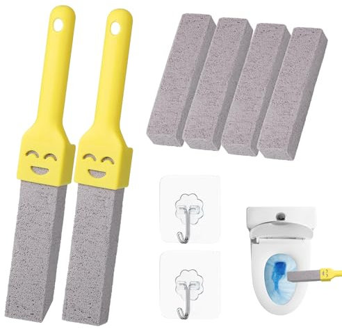 Xmart 6 Pièces Pierre Ponce avec 2 Poignées 2 Crochets Pierres Ponces pour Toilettes Brosse de Nettoyage pour Salle de Bain Toilettes Cuisine Éviers