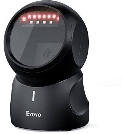 Eyoyo Barcode Scanner, QR 2D Hands-Free Omnidirectional Automatic Sensing Scanning USB Desktop Barcode Scanner, Wired Bar Code Reader Screen Scanning for POS PC Supermarket Library Retail Bookstore