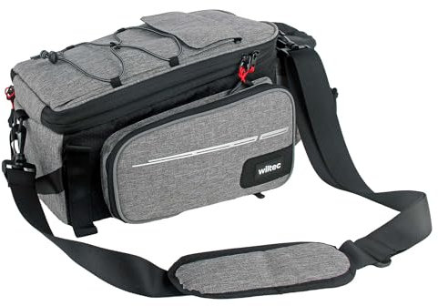 Wiltec Gepäckträgertasche grau, Fahrradtasche Gepäckträger bis 20 l Stauraum, wasserresistente Fahrrad Tasche, Gepäcktasche leichte Handhabung