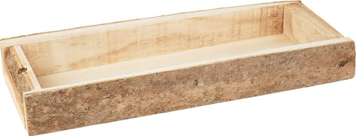 VBS Dekotablett mit Rinde 40 cm Holztablett für DIY und Deko Rechteck
