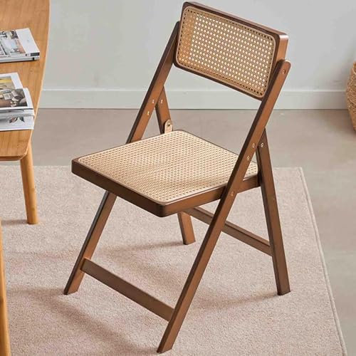 Misorat Rattan Klappstuhl, zeitgenössischer Stuhl, Massivholz & Bambus Rahmen, ergonomisch, braun, für Erwachsene, Esszimmer, Outdoor