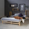 Homestyle4u Holzbett 140x200 Palettenbett mit Matratze & Lattenrost Bett Massivholzbett Doppelbett Kiefer Unbehandelt Bettgestell Natur