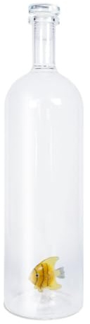 WD Lifestyle - Bouteille en verre borosilicate 1,2L avec bouchon et décoration intérieure (poisson tropical or)