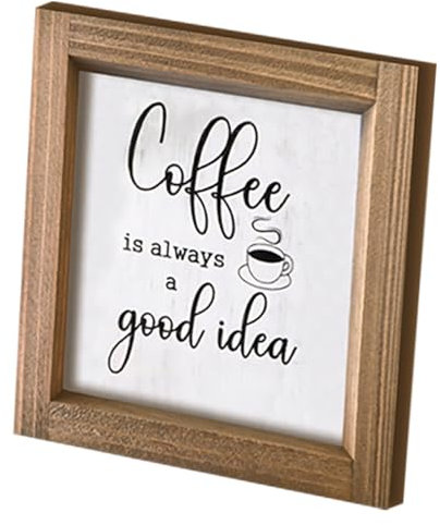 TOPPERFUN Rustic Wooden Coffee Bar Sign Farmhouse Style Wall Hanging Plaque for Kitchen Decor Retro Coffee Station Artwork for Home Living Room Tea Room Ambiance