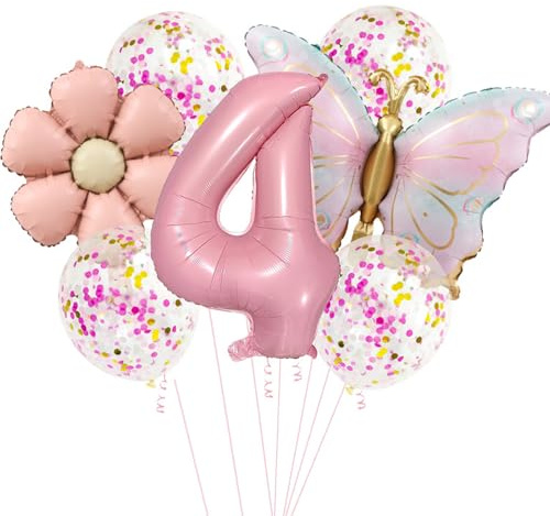 Schmetterlinge Deko Luftballon 4. Geburtstag Mädchen,Zahlen 4. Folienballon Schmetterling,4 Jahre Geburtstagsdeko Schmetterling,Luftballon 4. Geburtstag Mädchen Geburtstage Schmetterlinge Themen Party