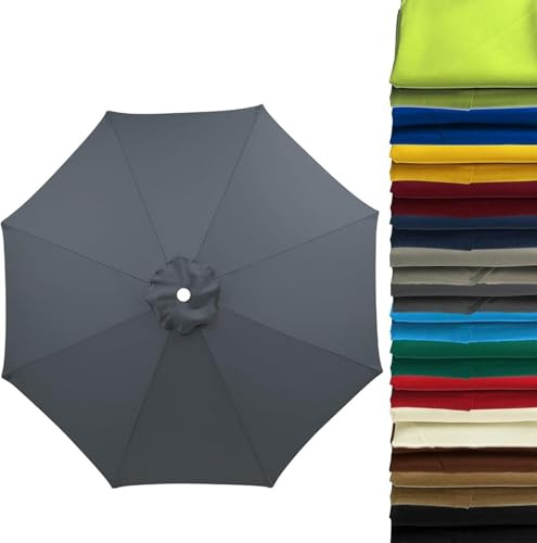 Housse de Rechange pour Parasol 2m/2.5m/2.8m/3m/3.5m/4m pour 6/8 Baleines | UV50+ Résistant au Vent et Imperméable | Tissu Premium Gris Clair pour Jardin,Terrasse,Plage,Piscine,A-400 cm 8 streben