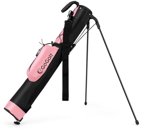 GOPLUS Sac de Support de Golf, Sac de Transport de Golf Léger avec Séparateur Supérieur, Sangle d'épaule Réglable, Poches et Porte-Bouteille pour Entraînement, Exécutif, pour Hommes et Femmes (Rose)