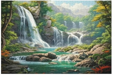 Puzzle Für Erwachsene, 1000 Teile, Wasserfall, Holzpuzzle, Geburtstagsgeschenke, Puzzle Wanddekoration （75×50cm）