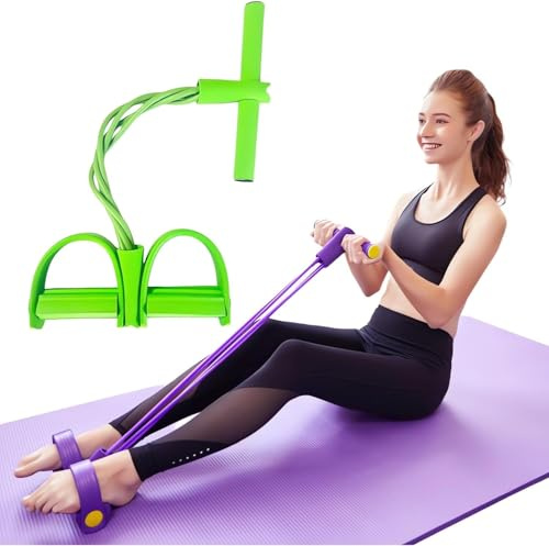 Multifunktionales Spannseil, 4-Teiliges Elastisches Yoga-Pedal-Zugband, Fitnessgerät Aus Naturlatex-Spannseil, Für Bauch-/Taillen-/Arm-/Bein-Dehnungs- Und Schlankheitstraining (Green)