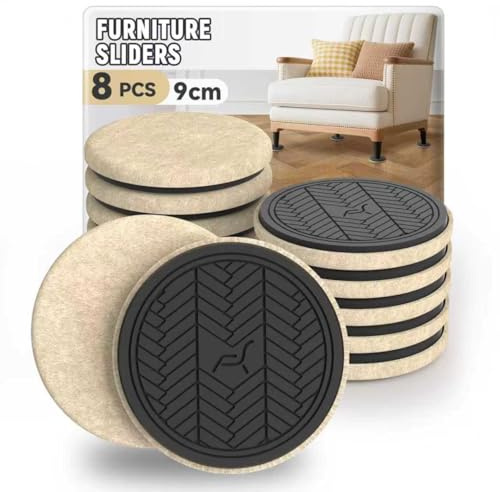PISAO Extra Dickes Design-Möbelgleiter für Stühle, Beige 8 Stück -9cm | Filzpads für Schwere Möbel, Super Furniture Sliders Schützen Sie Ihre Vinylboden, Möbel einfach Bewegen