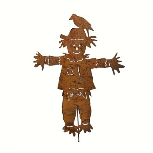 Wadakada Scarecrows Garden Stake, Metal Yard Sign Fall Halloween Thanksgiving Outdoor Decoration Scarecrows Sculpture for Patio