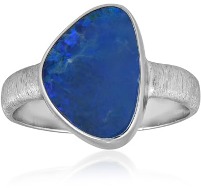 Cavill Opal Dublette Ring 2,8 ct Sterling Silber 925, blauer Fancy-Schliff, modernes Organisch Design aus der Monosono Collection, markanter Schmuckring