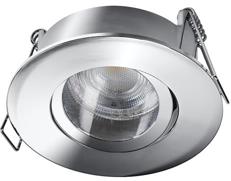 Osram Spot Set LED Einbaustrahler IP65 Press 4,5W Chrom, 320lm 2700K Warmweiß, CRI≥80, Feuchtraumgeeignet, 3er-Set