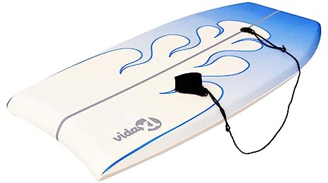 QUAHEAS Bodyboard Blau 94 cm mit XPE-Deck, PP-Boden und EPS-Schaumstoffkern, Sicherheitsleine, ideal für Wellenreiten, Wassersport, Strand und Pool, leicht und robust für Kinder und Erwachsene