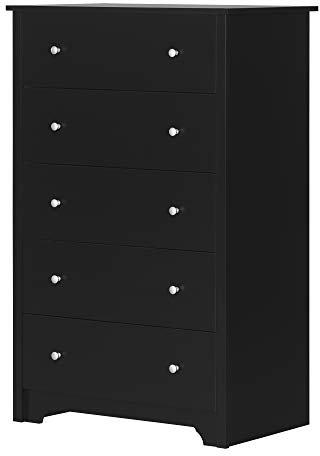 South Shore Möbel Vito Kommode 5 Schubladen, Pure schwarz