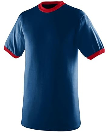 Augusta Sportswear Unisex's Sports Apparel Ringer tee Shirt, Navy/Red, Medium