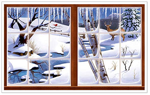 Beistle 1 paquete de vista de insta de invierno para decoración de fiesta, 3 pies 2 pulgadas por 5 pies 2 pulgadas