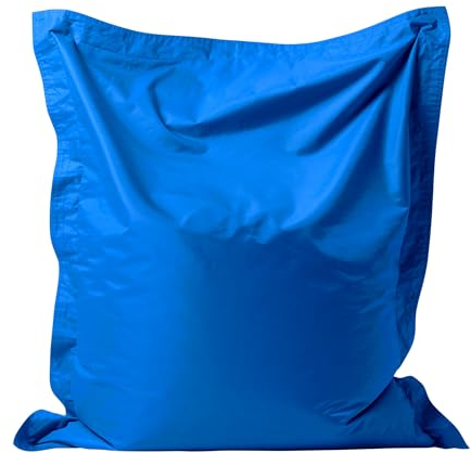 Bean Bag Bazaar Outdoor Kids Bean Bag, Blue, Water Resistant Fabric, Indoor Outdoor Beanbag with Filling Included, 125cm x 100cm, Floor Cushion, Kids Garden Chair also ideal for Bedroom, Playroom