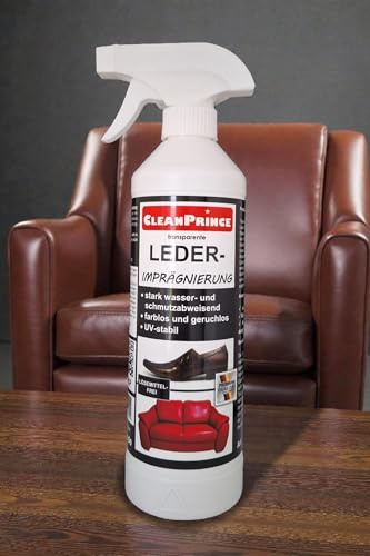 CleanPrince Lederimprägnierung 500 ml Imprägnierspray Nässeschutz Leder Imprägnierung Leder-Imprägnierung Lederschutz schmutzabweisend UV-stabil wasserabweisend 0,5 Liter