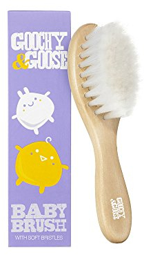 Goochy & Goose Baby Hair Brush with Wooden Handle and Super Soft Bristles