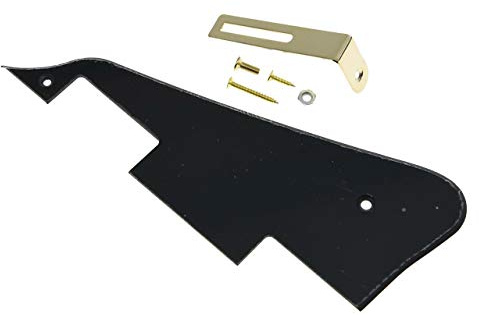 KAISH Einzelnes schwarzes 1-lagiges LP Gitarren-Pickguard mit goldener Halterung für Epiphone Les Paul