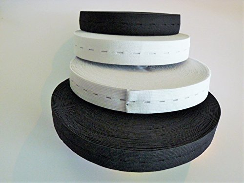 Gumiband Lochgummi 30 mm 2 Meter Schwarz oder Weiß (Weiß)