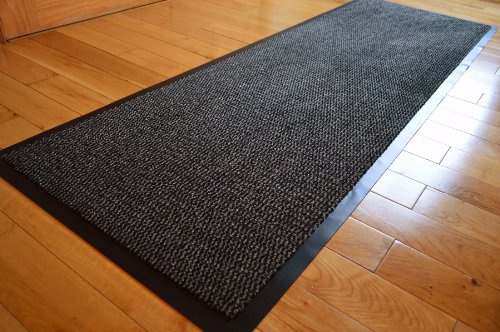 GREY BLACK HEAVY DUTY NON SLIP RUBBER DIRT STOPPER BARRIER RUG SMALL MEDIUM EXTRA LARGE DOORMAT LONG NARROW HALL RUNNER **6 (60 X 180 CMS) by RUGS4HOME
