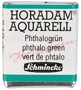 Schmincke – HORADAM® AQUARELL - feinste Künstler-Aquarellfarben, 519 Phthalogrün, 14 519 044, 1/2 Näpfchen