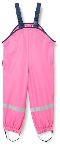 Playshoes Pantaloni fango, salopette antipioggia, fodera in pile, Pantaloni antipioggia antivento e impermeabili Unisex - Bambini e ragazzi, rosa, 86