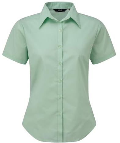 Premier Short Sleeve Poplin Blouse/Plain Work Shirt (14) (Aqua)