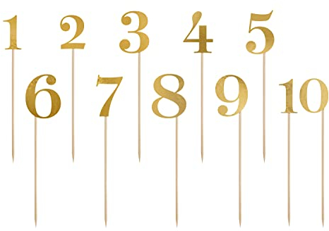 Tischnummern 26 cm x 11 Stück Cake Topper Tortendeko Kuchendeko Tortenstecker Hochzeit Geburtstag Gold
