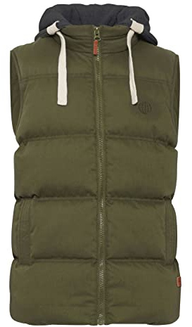 Blend BHJens Herren Weste Steppweste Outdoor Weste mit Kapuze Stehkragen Eingrifftaschen Regular fit, Größe:XL, Farbe:Dusty Green (70595)