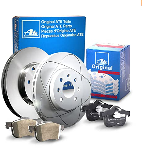 ATE Bremsen-Set 2 Bremsscheiben + Bremsbeläge Bremsensatz Einbau Vorne Bremsscheiben-Set Scheibenbremsen IJF1414PP4 passend für BMW 5 F10 5 Touring F11