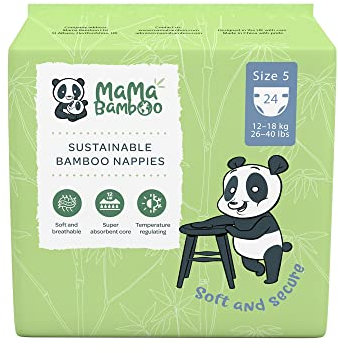 Mama Bamboo Eco Windeln, biologisch abbaubar, Bambus, chlorfrei, hypoallergen (Größe 5)