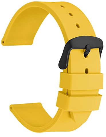 WOCCI 20mm Léger Bracelet de Montre en Silicone pour Homme et Femme, Boucle Noire (Jaune)