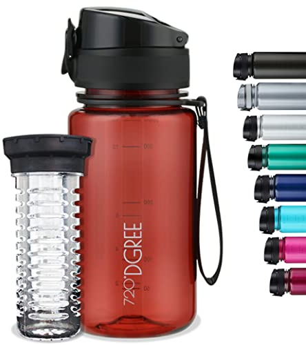 720°DGREE Borraccia Bambini 350ml “uberBottle“ +Infusore, crystalClear - Senza-BPA, Prova Perdite - Bottiglia piccola e leggera, Borracce da 3 anni per Ragazza, Ragazzi, Scuola Materna, dell'Infanzia