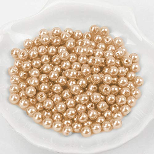 (4mm / Rosegold) Perlen/Bastelperlen - 30 Farben mit Loch zum basteln Traumfänger Wachsperlen Kreuz Zubehör Deko Mix Set groß und klein fädeln Armband Schlüsselanhänger Acryl bunt Schmuck