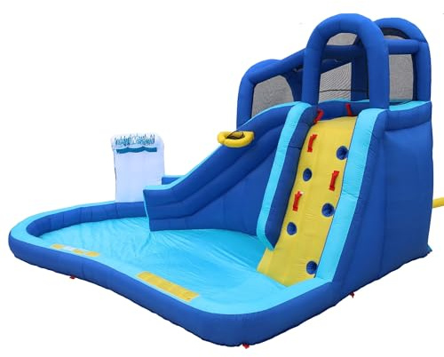 BANZAI Surf N' Splash Water Park, Length: 14 ft 5 in, Width: 10 ft 7 in, Height: 7 ft 11 in, Inflatable Outdoor Backyard Water Slide Splash Bounce Climbing Toy
