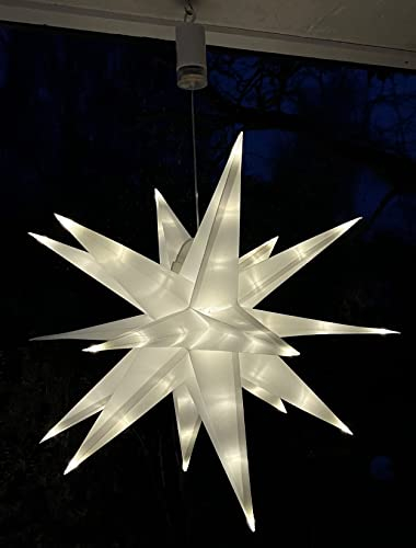 ChiliTec Weihnachtsstern Sternleuchte 56cm Außen mit Timer Batterie 4xAA - Stern Weihnachten Advent Led beleuchtet batteriebetrieben Xmas Dekoration zum Hängen XXL Licht Warmweiß