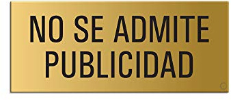 Cartel No Se Admite Publicidad | Aluminio 60x25 mm Color Oro | Autoadhesivo No.28505-M