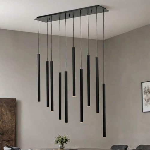 Licht-Erlebnisse Moderne Hängelampe Schwarz Metall 10-flammig G9 LED Leuchtmittel inklusive stylisch CULT Hängeleuchte Esstisch Esszimmer