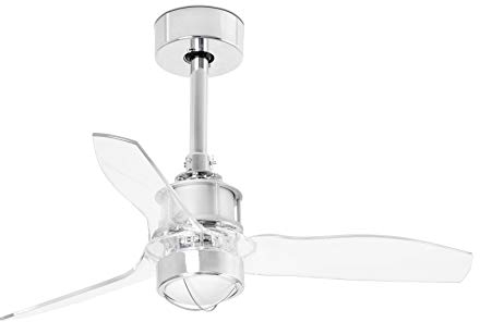 FARO BARCELONA 33426-9 JUST FAN LED-Deckenventilator, Chrom/transparent, 81 cm