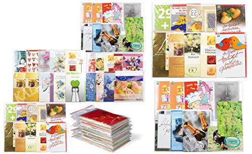 jameitop® 10er SET Glückwunschkarten verschiedene Anlässe: Geburtstag/Trauer/Jubiläum/Hochzeit/Freundschaft uvm. im Mix