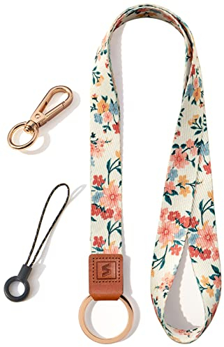 SENLLY Umhängeband Schlüsselband Neck Lanyard strip mit und echtem Leder, für Schlüssel, ID Badge Card Holder, Ausweishülle, Mobile Handys Telefon