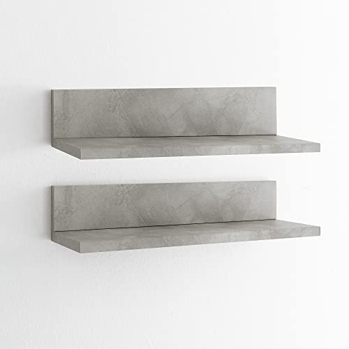 ARHome, Coppia Mensole da Muro, 60 x 20 x 12, Cemento Chiaro, Made in Italy