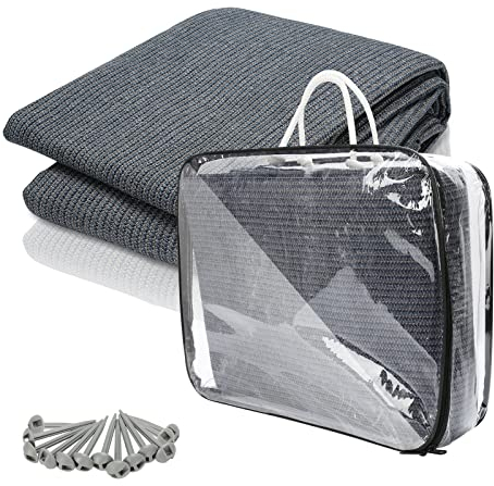 Jiubiaz Vorzeltteppich Markisenteppich, Campingteppich atmungsaktiv rutschfest,Waschbare, Zeltteppich mit 12 Löchern, 13 Heringe und Tragetasche,Vorzeltboden Verschiedene Größen(Grau Blau)