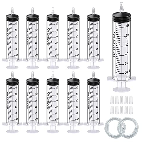 10 Stück Spritzen, Einwegspritze Plastikspritze Dosierspritze in Einzelverpackung. Ideal für feine Dosierungen, Hobby, Handwerk und Haustiere (10, 60ml)