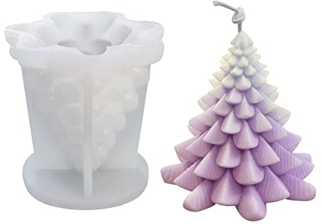YEJAHY Moules à bougies de Noël, moule en silicone 3D en forme de sapin de Noël pour la fabrication de bougies, les loisirs créatifs, les bougies parfumées(Luo Ye)