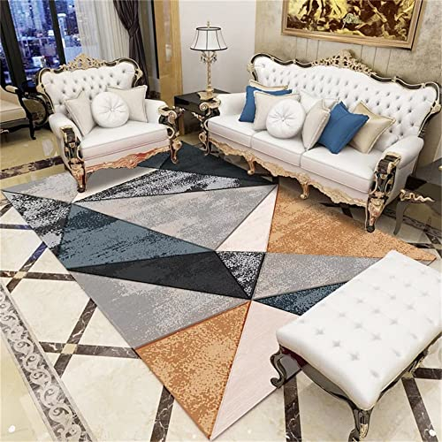 RUGMRZ Webteppich Waschbar Graues gelbes Dreieck Geometrisches Muster Gedruckte Farbe Weiches Rechteck verblasst Nicht Teppiche Für Wohnzimmer 50X80cm
