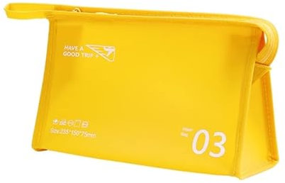apughize Grande trousse de maquillage de voyage en PVC - Trousse de toilette portable pour femmes et filles, jaune